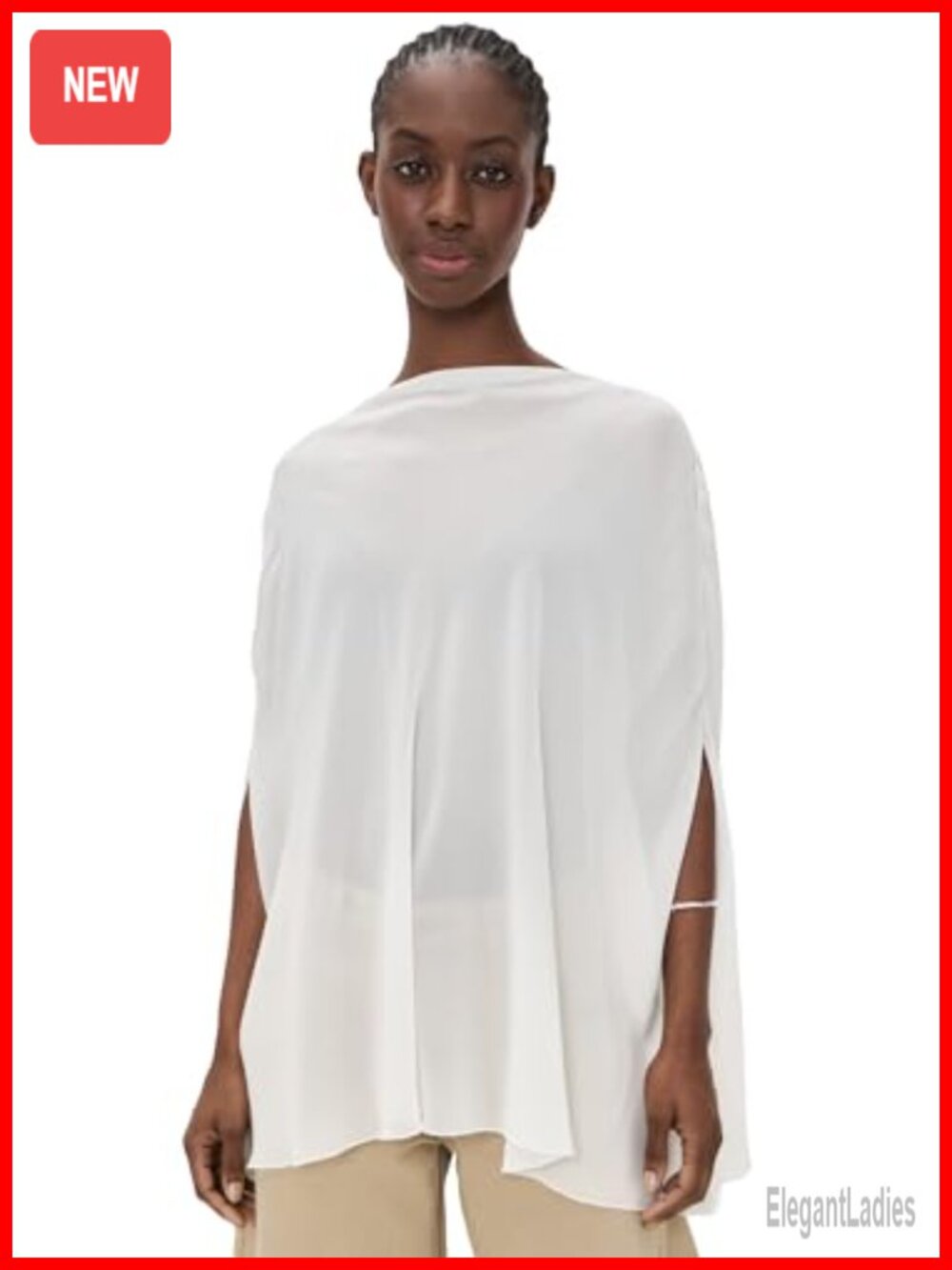 Lightweight Chiffon Poncho Boat Neck Short Sleeve Loose Fit Casual Wrap
